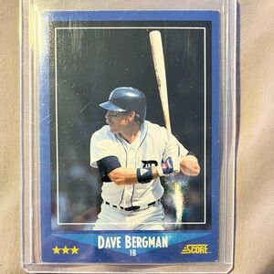 VINTAGE Dave Bergman 1988 Score MLB Detroit Tigers Baseball Trading Card